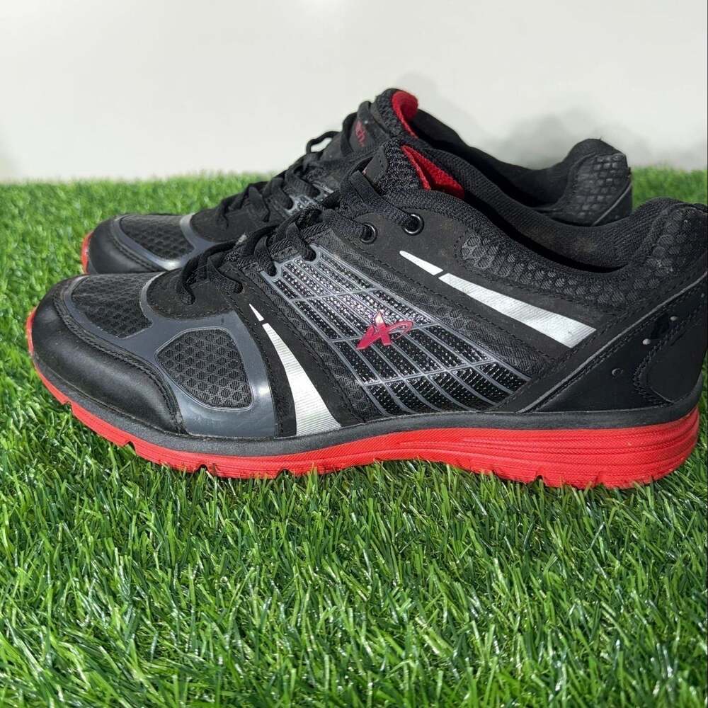 Athletic Works Men's Memory Foam‎ Running Shoes, Black/Red, Size 10.5